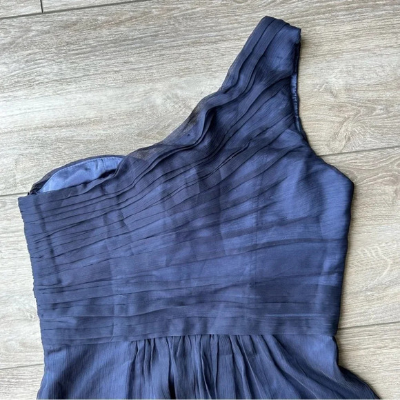 Minuet Navy Blue  One Shoulder Chiffon Maxi Dress Gown - Picture 14 of 15